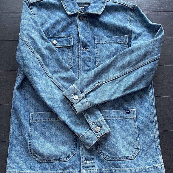 Wood wood blue printer denim jacket size small men - Picture 4 of 6